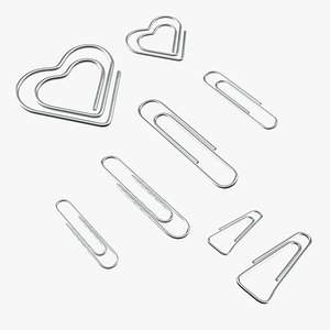 Metal Paper Clips Collection 3D model
