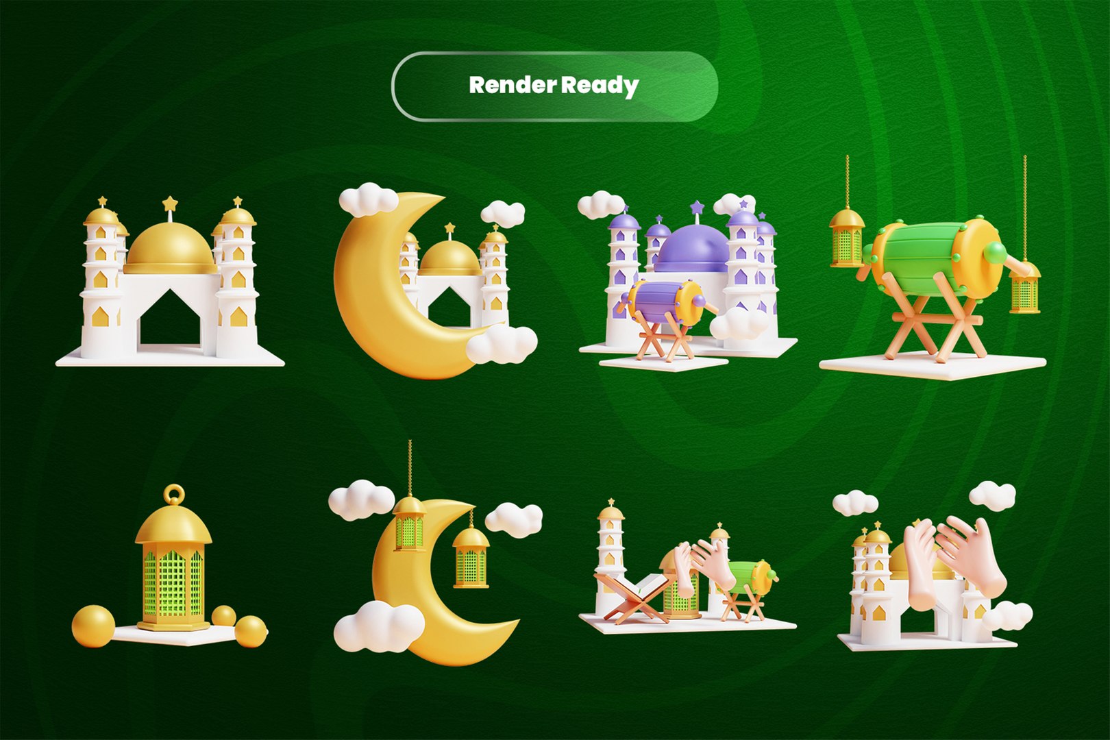 3D Model Ramadan 3d Illustration Icon Pack-2 - TurboSquid 2275524