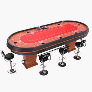 Poker Table - Red 3D model