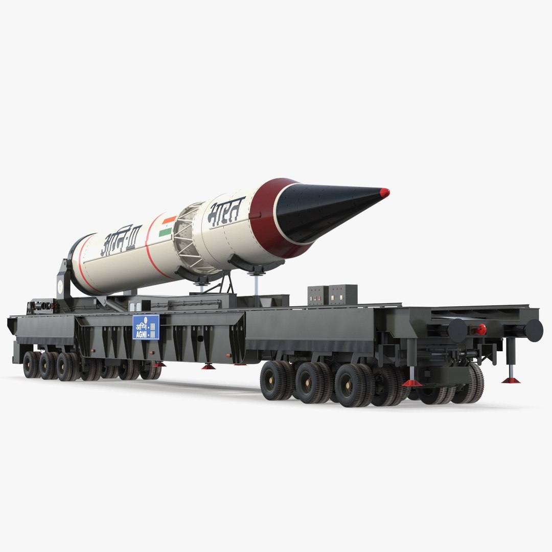 Agni III Indian Ballistic Missile with Trailer 3D model preview