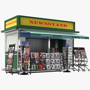 Detailed Newspapers Stand Kiosk