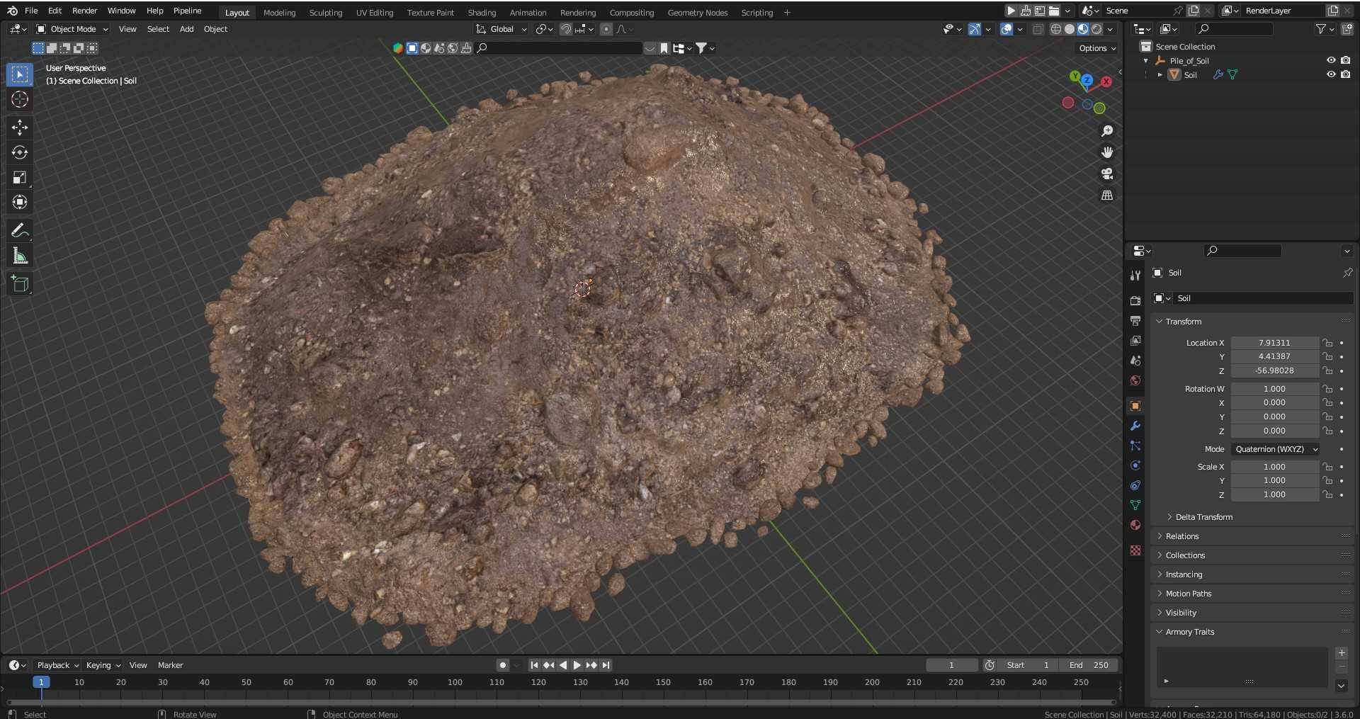 3D model Pile of Soil https://p.turbosquid.com/ts-thumb/m6/MYeRDs/79/pile_of_soil_1001/jpg/1741775527/1920x1080/fit_q87/a453537e8acbce210bc12e88b03f9dde97a6ee38/pile_of_soil_1001.jpg