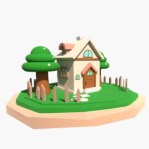 3D Cartoonish Low Poly House Environment model