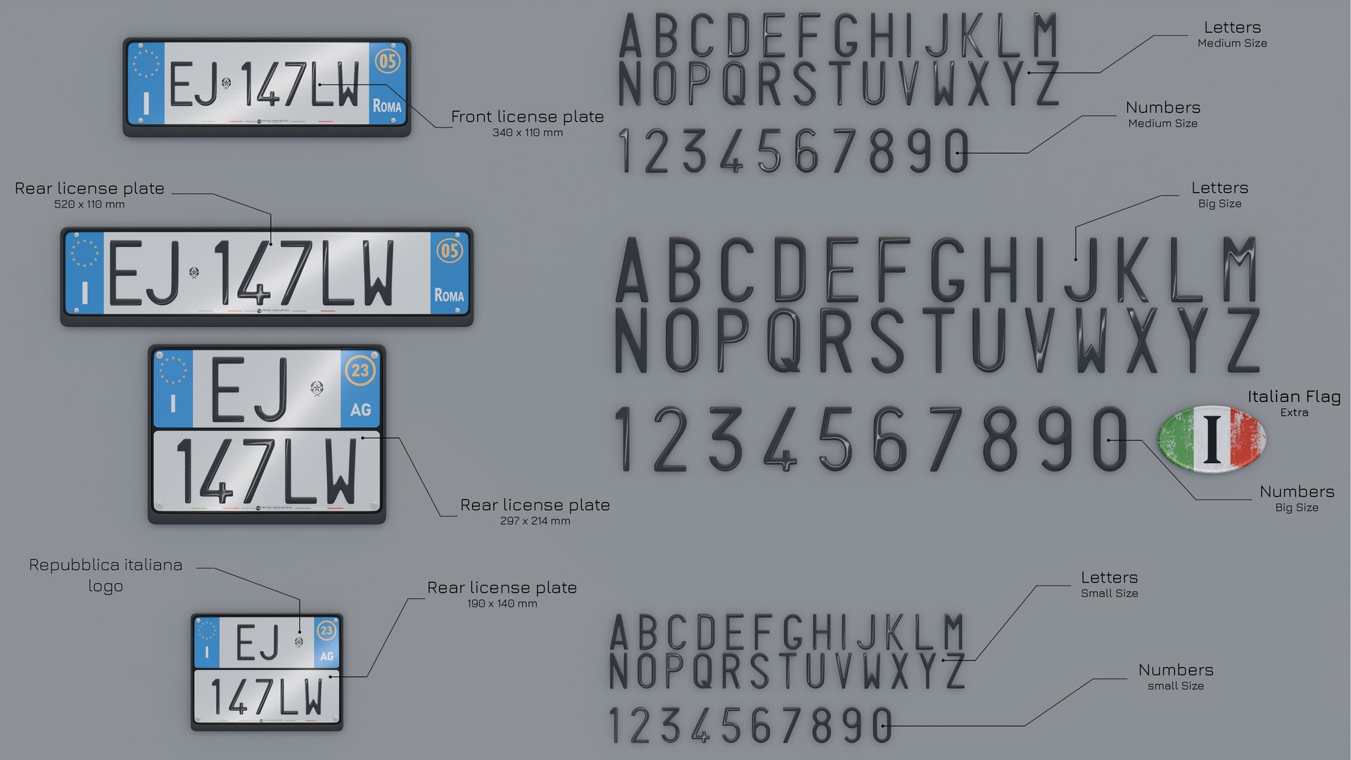 3D model Customizable Italian License Plate https://p.turbosquid.com/ts-thumb/m6/SywiTo/30/preview01/jpg/1752581155/1920x1080/fit_q87/c1e2a78d666d3181f7218795d40be8d5e1f3ad46/preview01.jpg