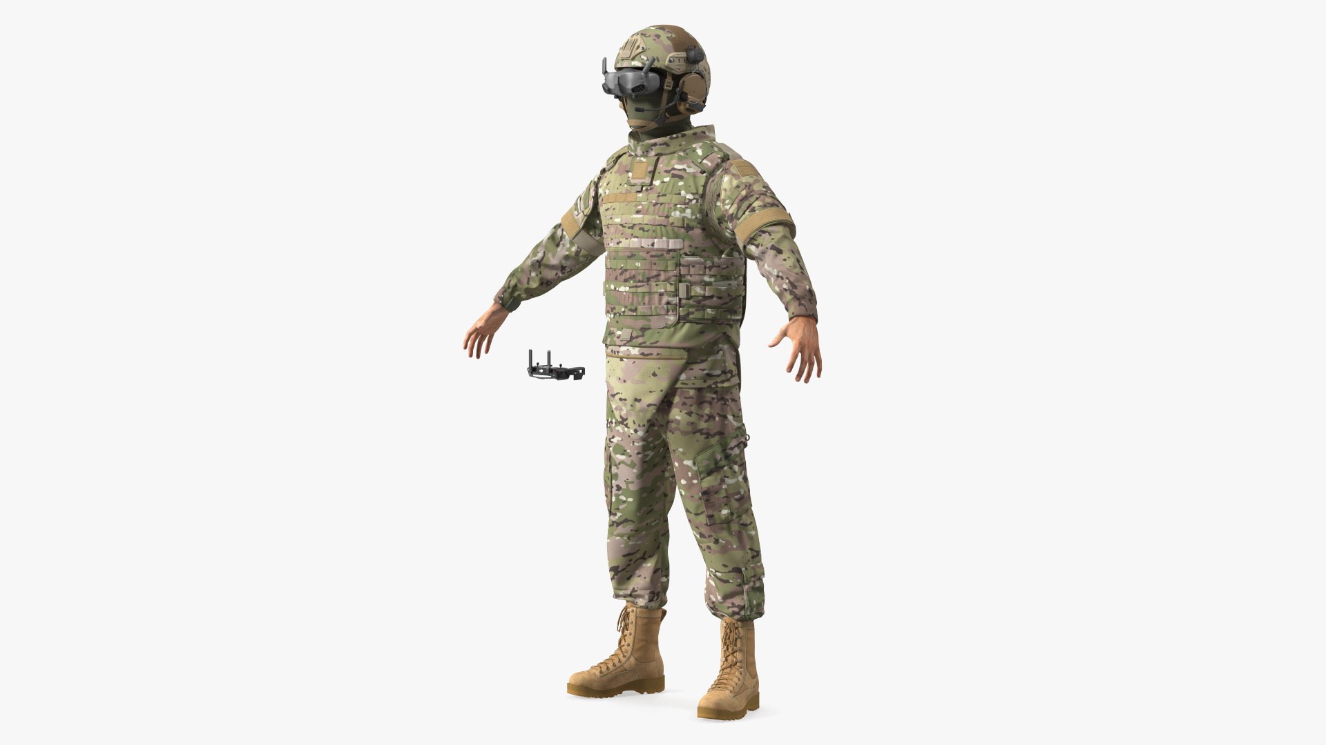 FPV Drone Military Operator Fur 3D model preview