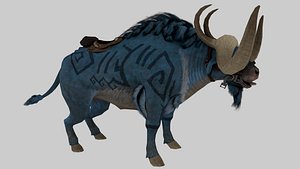 Fantasy War Buffalo Mount Game Ready 3D Model