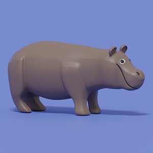 Cartoon Cute Hippopotamus 3D model