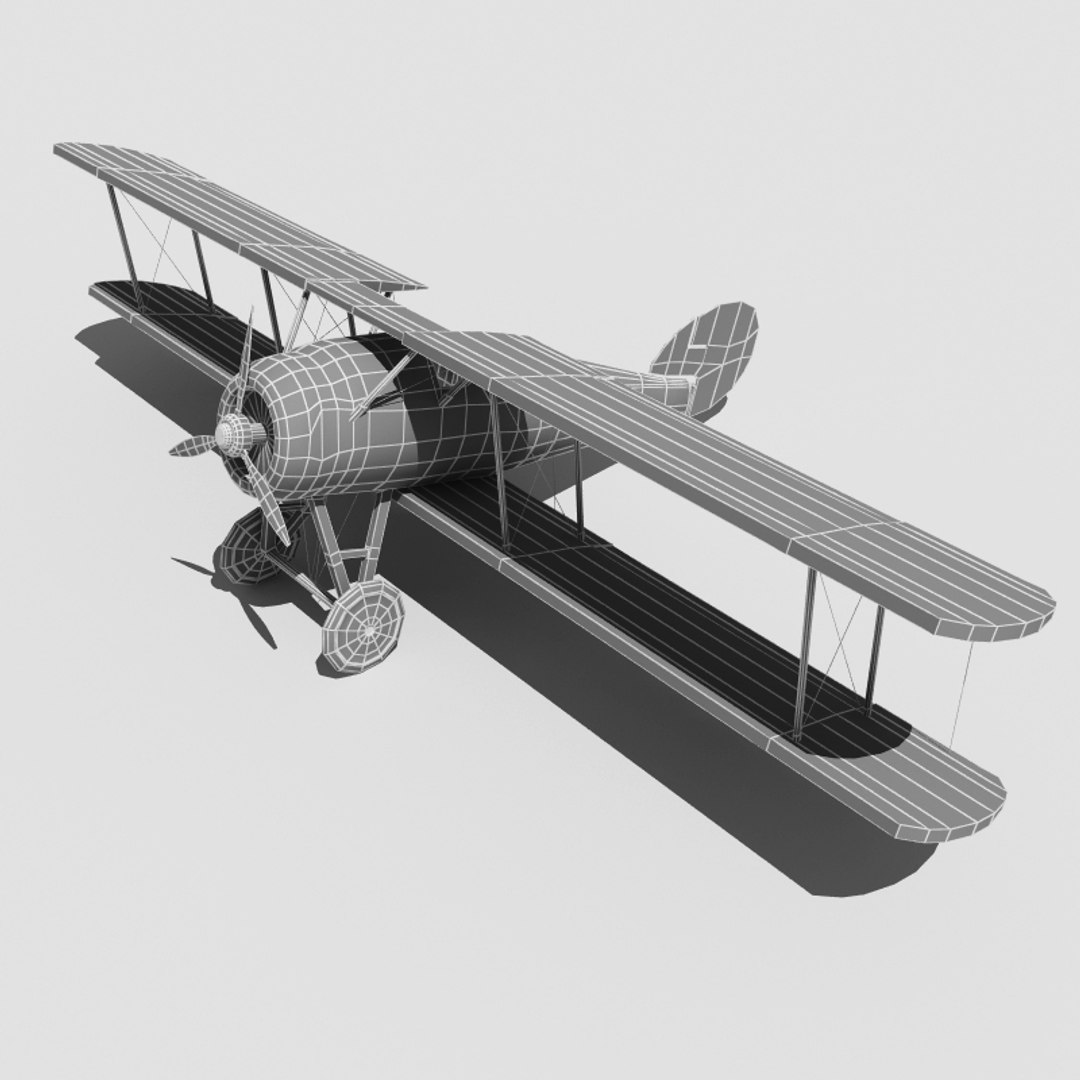 3d realistic biplane model