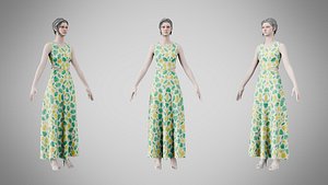 Dress 31 Tropical Leaf Print