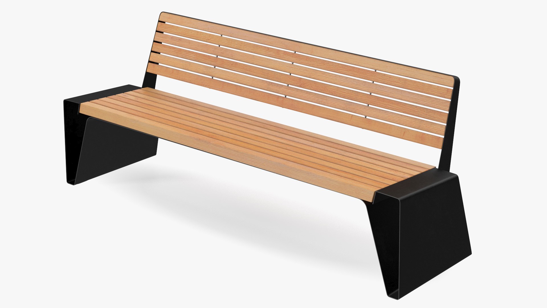 Black Park Bench with Backrest 3D model preview