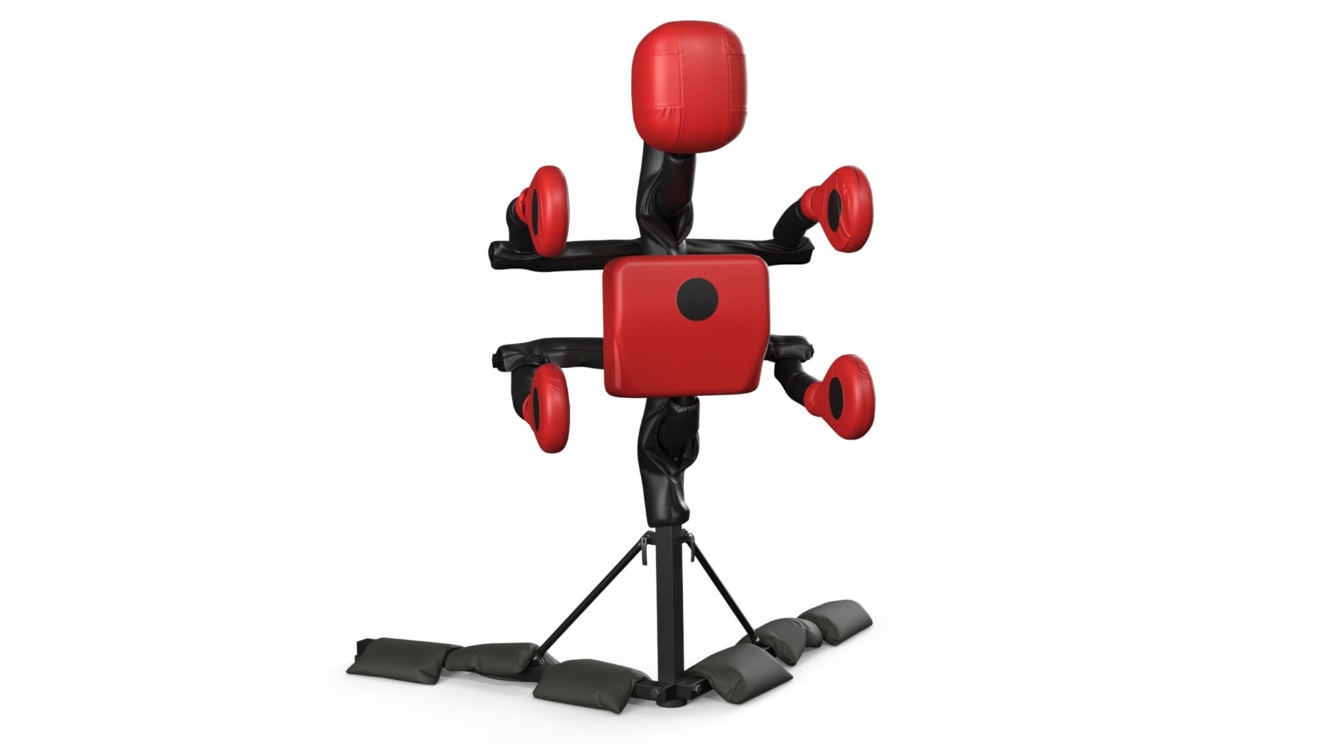 Martial Arts Dummy with Punching Arms Red 3D model preview