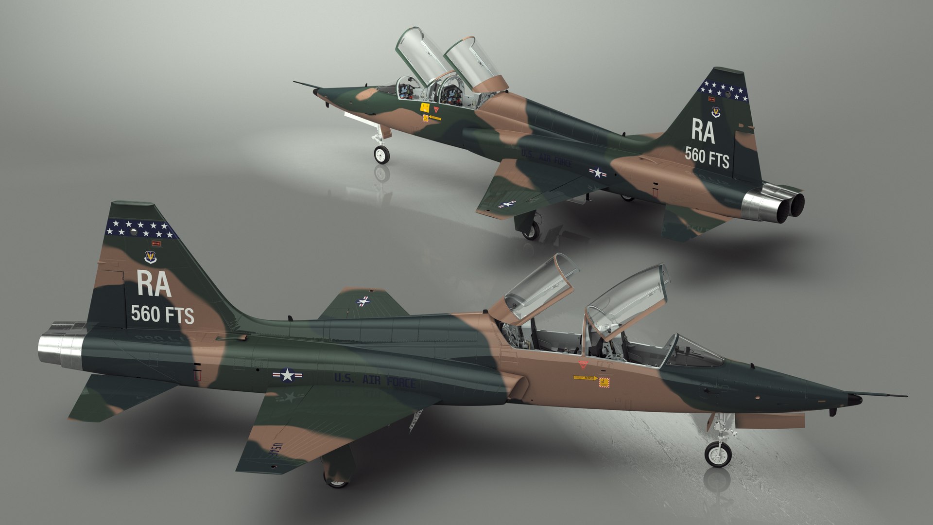 3D Military T-38 Talon Jet Trainer Camo https://p.turbosquid.com/ts-thumb/m7/6EHSrB/DF/militaryt38talonjettrainercamo3dmodel019/jpg/1708591126/1920x1080/fit_q87/d096fd8f21b08659e3adcff987d61e5740aa6d85/militaryt38talonjettrainercamo3dmodel019.jpg
