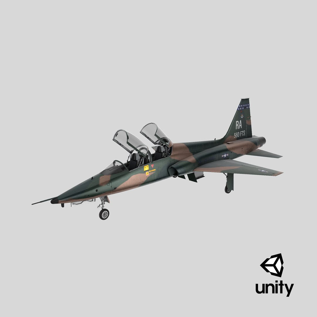3D Military T-38 Talon Jet Trainer Camo https://p.turbosquid.com/ts-thumb/m7/6EHSrB/w5/stemcell_unity_render/png/1713173901/1920x1080/fit_q87/104ef21366f537fc619232a1008bdfcda3b162c0/stemcell_unity_render.jpg