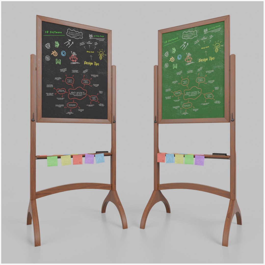 Compact Tall Duo - Customizable Double-Sided Chalkboards 3D ...