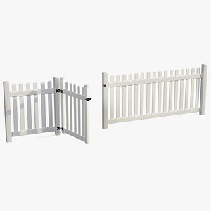 3D white picked fence section