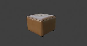 Modern Square Upholstered Ottoman Stool 3D model