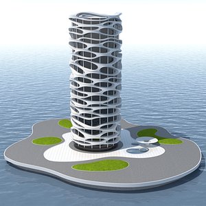 3D sci-fi futuristic building model