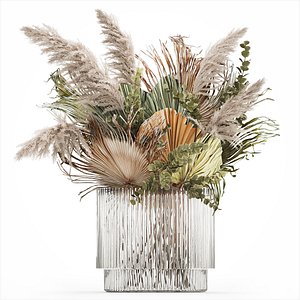 Bouquet Of Dried Flowers Pampas Dry Palm Leaf 495 3D