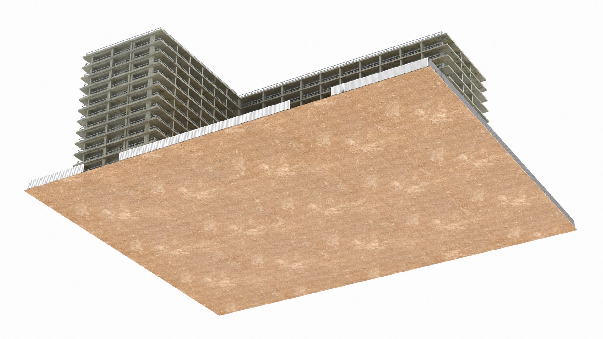Construction Site With Unfinished High-Rise Building 3D Model ...