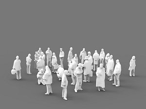 group of 28 low poly characters