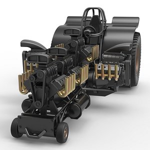 Diecast Pulling tractor with 5 engines V8 Version 4 Scale 1 to 25 3D model
