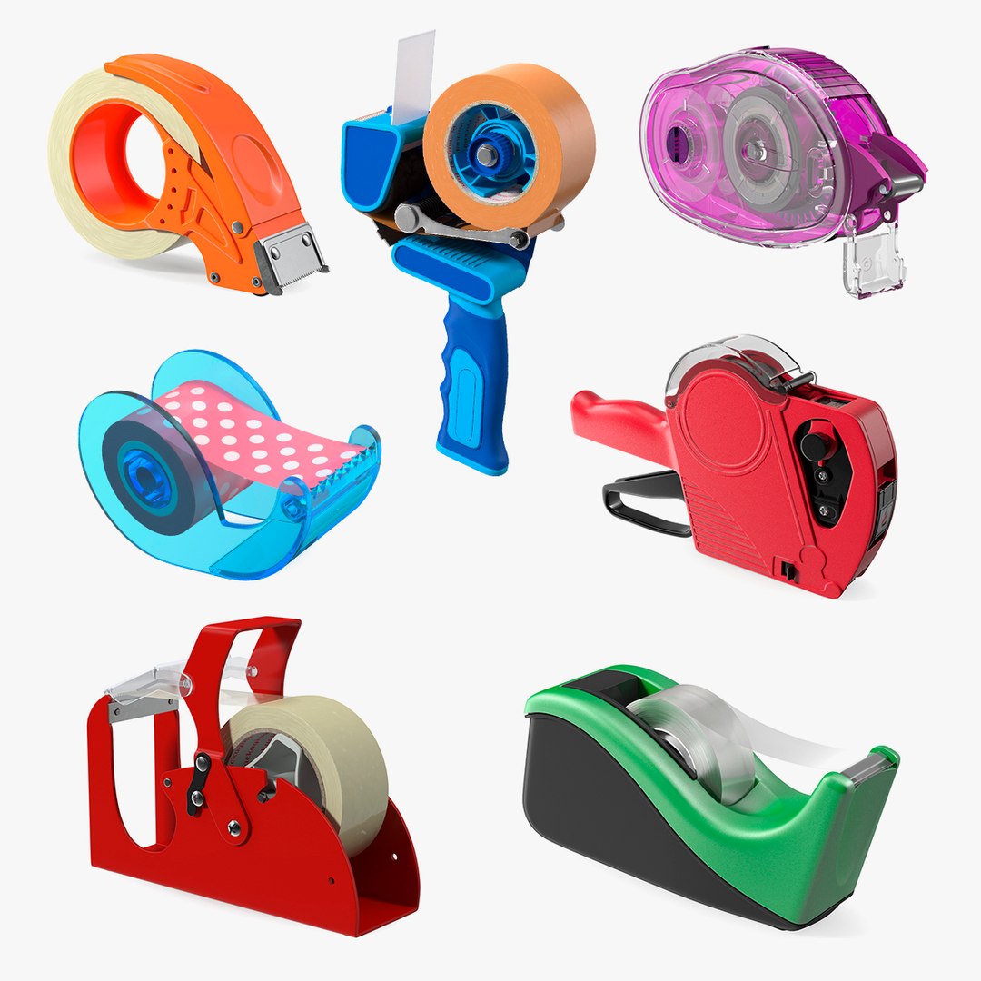 Desk Tape Dispensers Collection 4 3D model preview