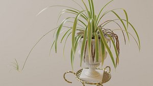 3D Spider Plant on a Mid-Century Plant Stand
