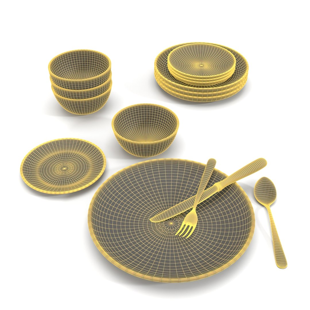 3D Gibson Home Rockaway Round Stoneware Dinnerware Set PBR - TurboSquid ...