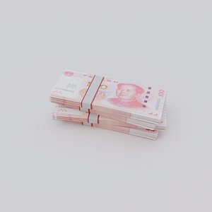 3D model 100 Chinese renminbi CNH Currency