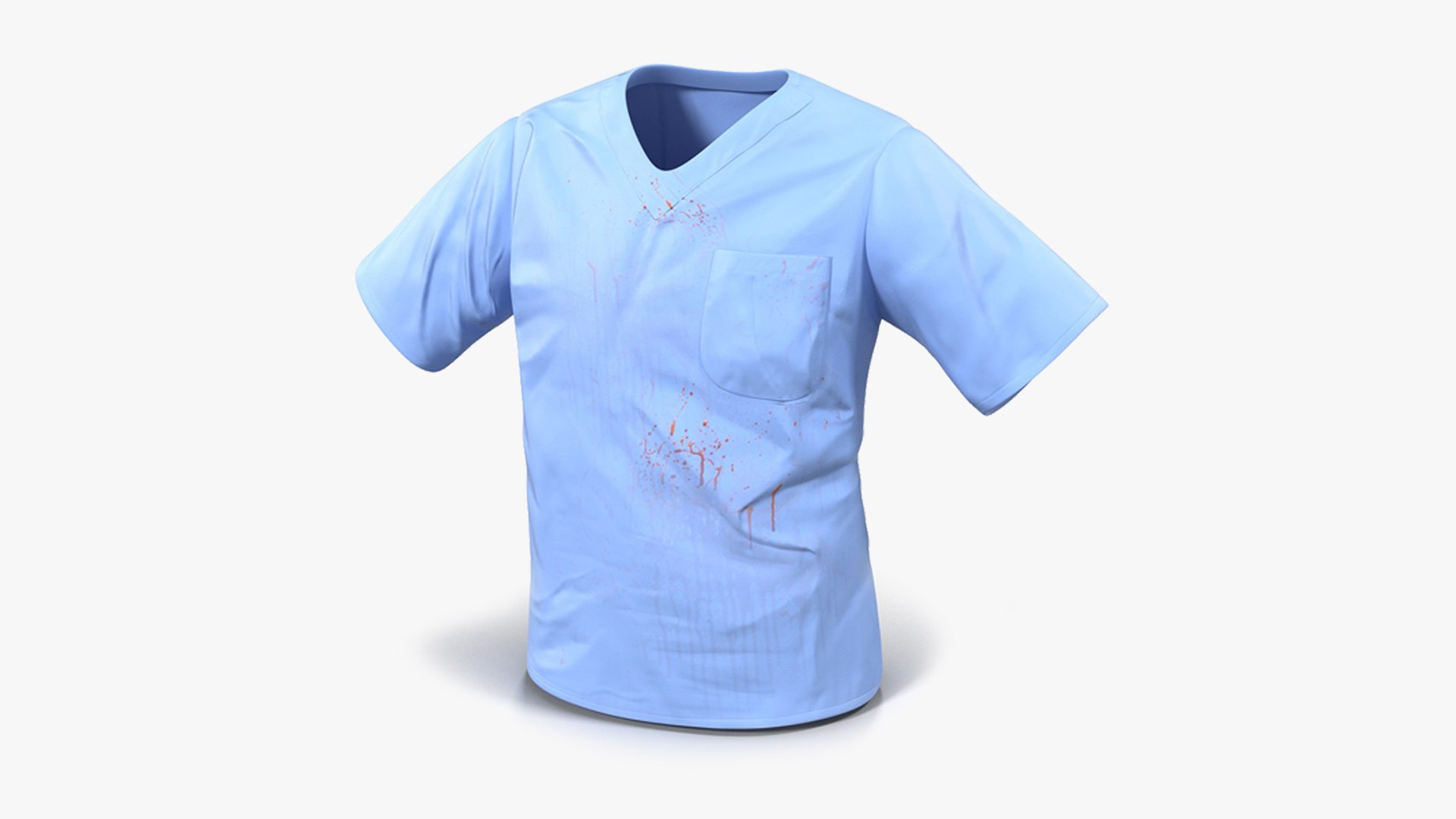 Surgeon Blue Scrubs Shirt Blood Stained 3D model preview