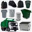 Garbage Truck and Cans Collection