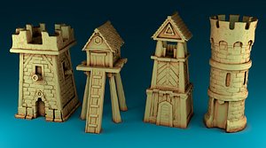 Stylized Middle Ages Towers 3D