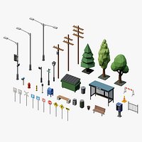 City street elements assets pack
