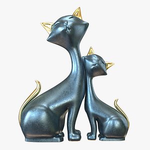 Luxury Art Deco cat Figurative Sculpture 3D Model