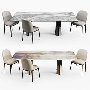 3D Cattelan Italia Mad Max Crystalart table and Chris Ml chair