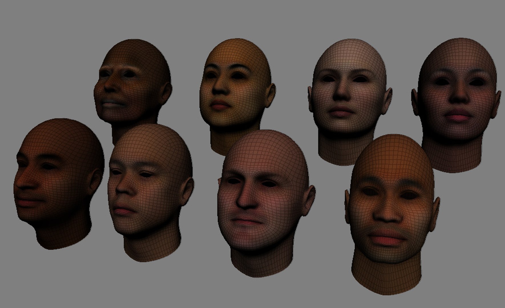 Heads Male Female 3d Model