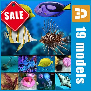 sea underwater fishes 3d 3ds