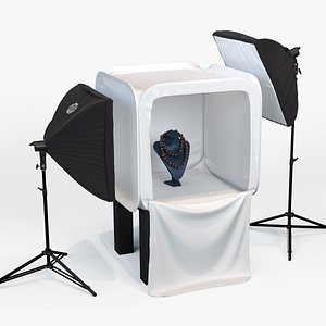 Photo studio light cube with softboxes 3D model