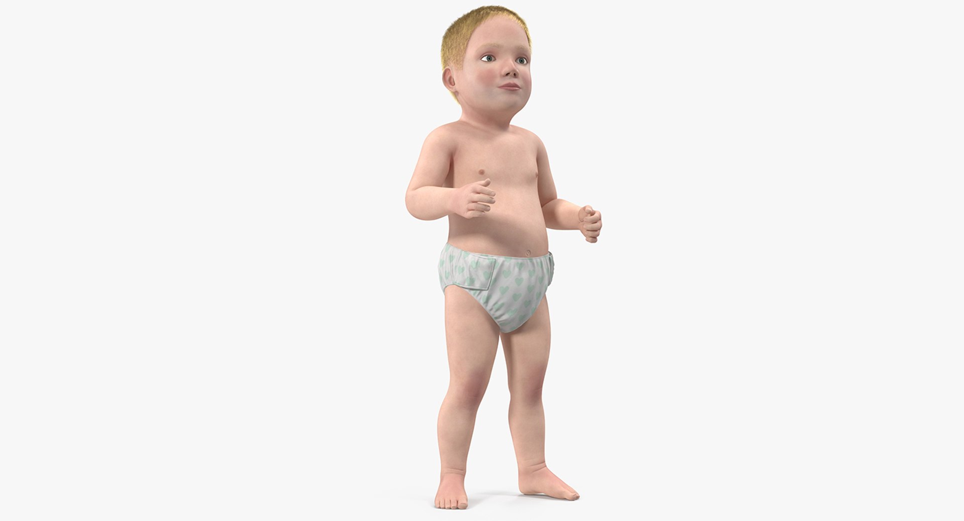 Baby Boy Standing with Fur 3D Model 3D model preview