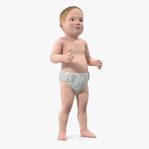 Baby Boy Standing with Fur 3D Model
