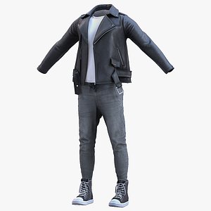 Mens Jacket with  Tshirt Jeans and Shoes