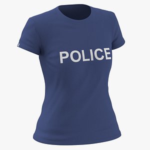 Female Crew Neck Worn Dark Blue Police 02 3D
