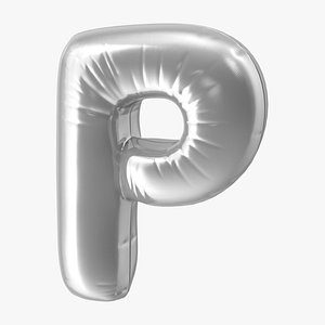 3D foil balloon letter p model