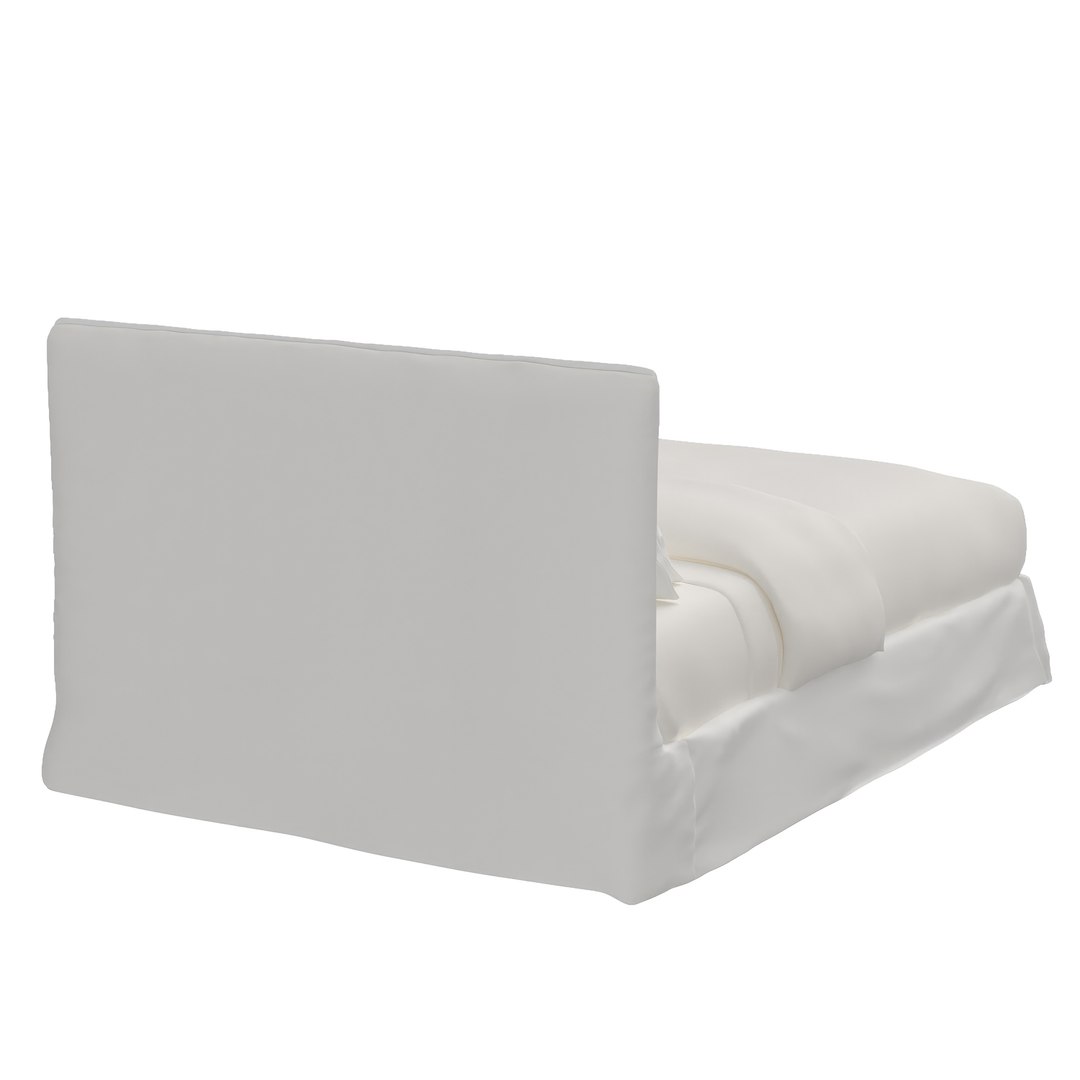 White Linen Queen Bed 3D TurboSquid 2086749