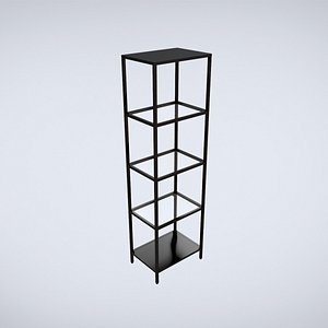 3D IKEA rack VITTSJO black metal with glass home collection Low-poly 3D model