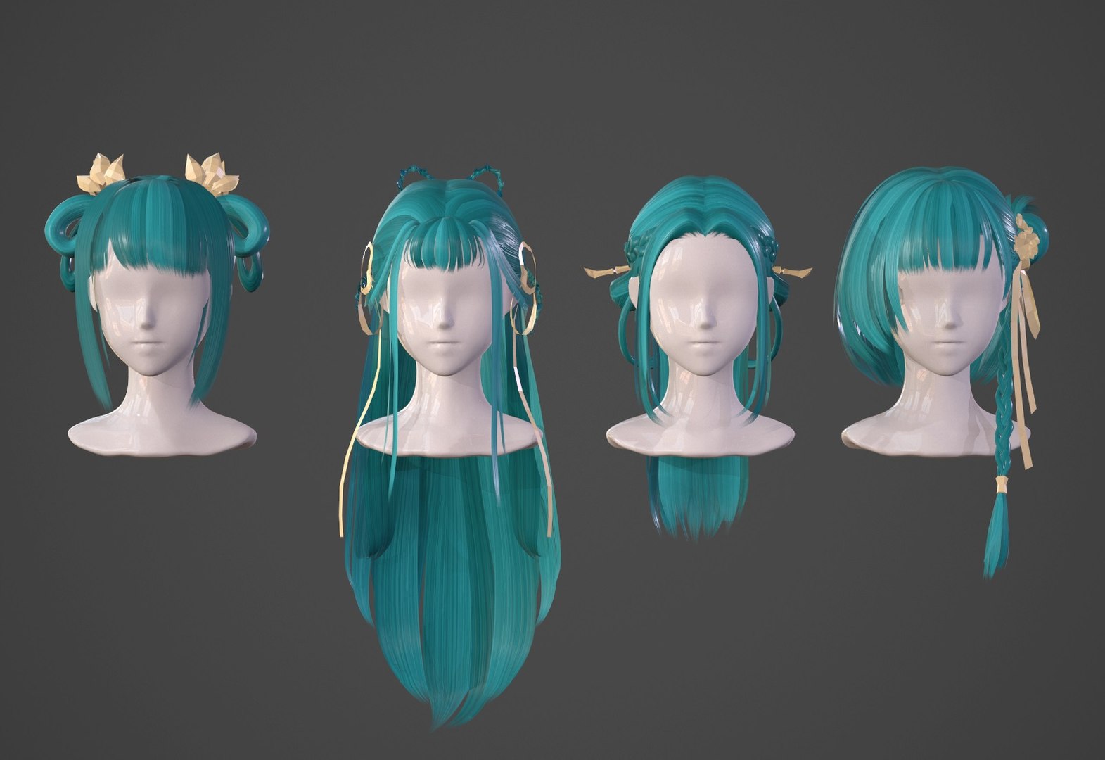 3D model Anime Hair VR / AR / low-poly