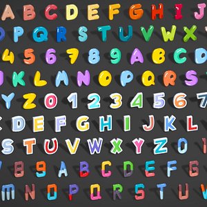 Simple Alphabets Numbers Mega Pack - Stylized Toon Metallic - Kids Learning Kit