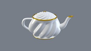 3D White Porcelain Teapot 2