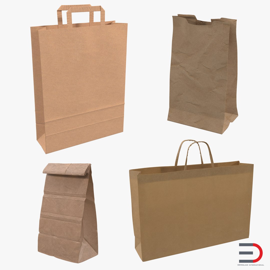 Paper Bags Collection 2 3D model preview