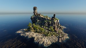 3D Island Watch Tower Scene